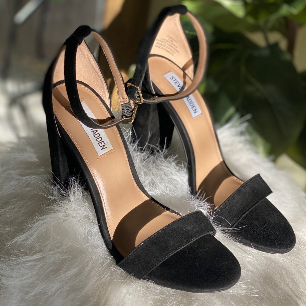 Black ankle strap wide heel, Steve Madden